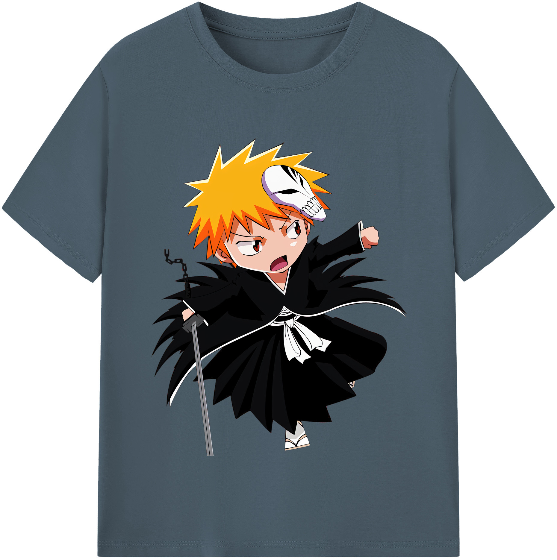 （画像用） ブリーチ 黒崎一護（くろさき いちご）BLEACH Kurosaki Ichigo 綿100％半袖Tシャツ（フロントプリント）